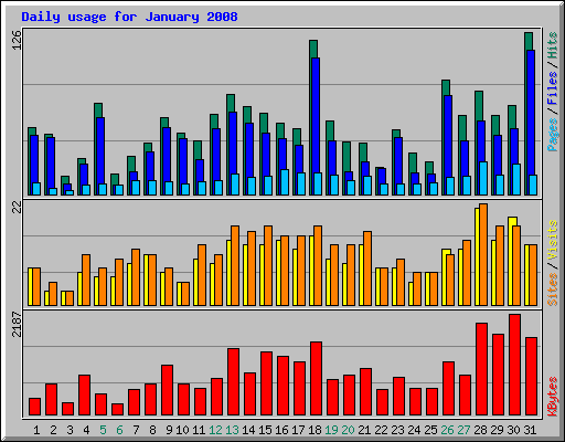 Daily usage for January 2008