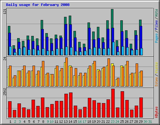 Daily usage for February 2008
