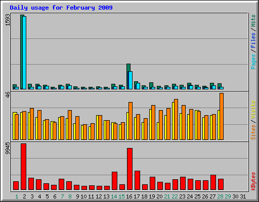 Daily usage for February 2009