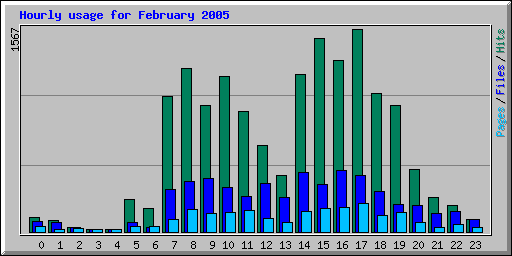Hourly usage for February 2005