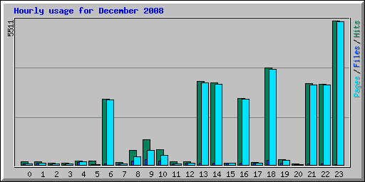 Hourly usage for December 2008