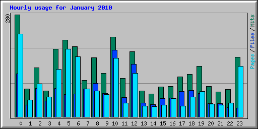 Hourly usage for January 2010